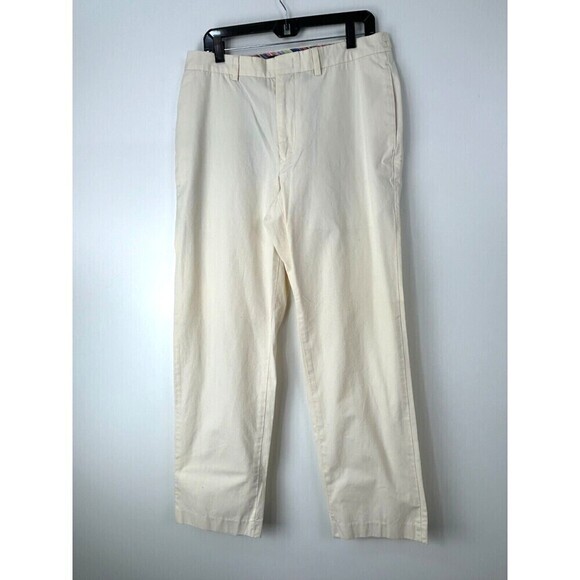 Tommy Hilfiger Pants Mens Sz 33X32 Cream Flat Front Chino Khakis Straight Leg R - Picture 3 of 12